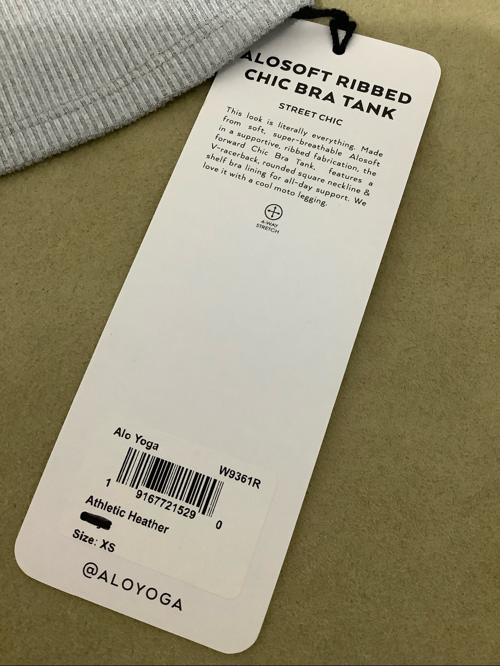ALO Yoga AloSoft Ribbed Chic Bra Tank XS (W833) - Picture 8 of 8
